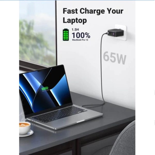UGREEN GaN Tech zidni punjač 65W, 1×USB-A/3×USB-C, PD3.0/QC4.0+, crni - Slika 2