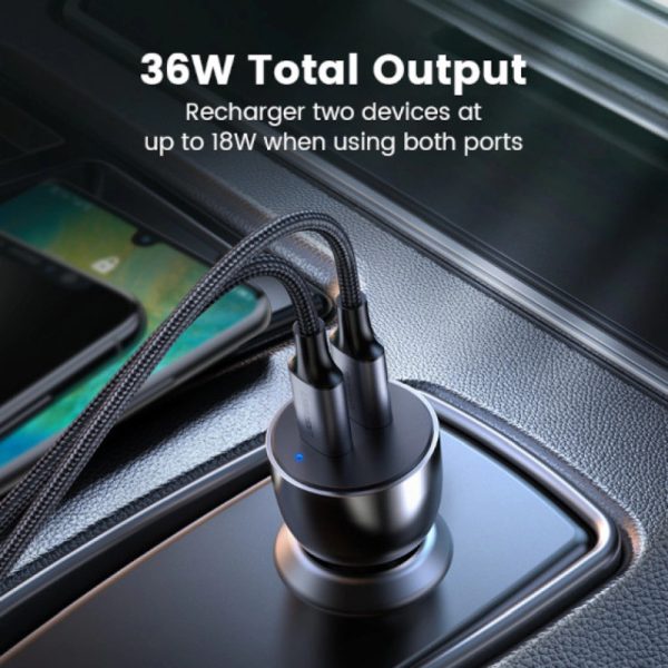 UGREEN auto punjač 52.5W, USB-C+USB-A, PD3.0/QC3.0, sivi - Slika 2
