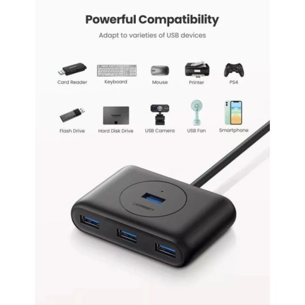 UGREEN 4-portni USB-A HUB 4xUSB-A 3.0, 1m, crni - Slika 8
