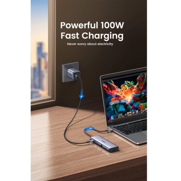 UGREEN 10-portni USB-C HUB 3×USB-A 3.0, 1xUSB- C PD, VGA, 4K, HDMI, 1xG-LAN, 1xSD, 1xTF, 3.5mm, sivi - Slika 8