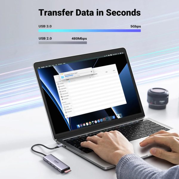 UGREEN 6-portni USB-C HUB 3xUSB-A 3.0, 1xHDMI 4K 60Hz, 1xSD, 1xTF, sivi - Slika 3