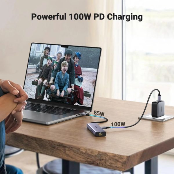 UGREEN 6-portni USB-C HUB USB-C 3×USB-A 3.0, 1×HDMI,1×RJ45,1×USB-C PD, sivi - Slika 4