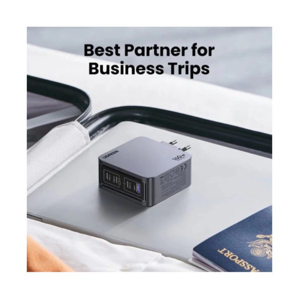UGREEN Nexode Pro zidni punjač 160W, 3×USB-C/1×USB-A, USB-C kabel, GaN, sivi - Slika 6