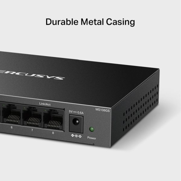 Mercusys 8-Port Gigabit Desktop preklopnik (Switch) 8×10/100/1000Mbps, Plug & Play, Auto-Negotiation, Auto-MDI/MDIX, metalno kućište - Slika 4