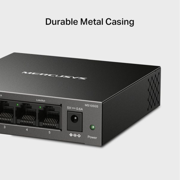 Mercusys MS105GS 5-Port Gigabit Desktop preklopnik (Switch) 5×10/100/1000Mbps, Plug & Play, Auto-Negotiation, Auto-MDI/MDIX, metalno kućište - Slika 4