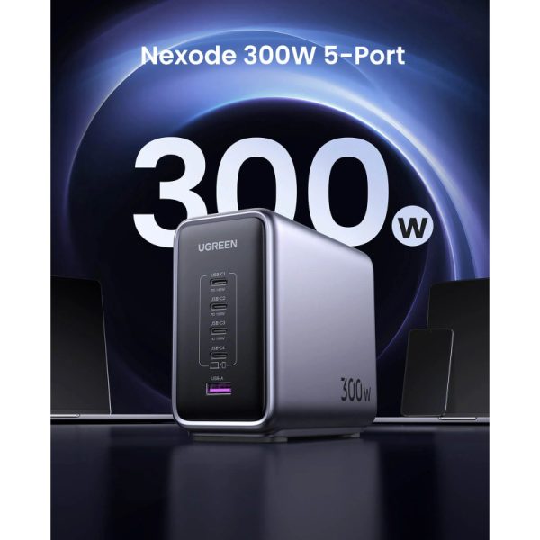 UGREEN Nexode GaN II Tech zidni punjač 300W, 4xUSB-C, 1xUSB-A, PD, sivi - Slika 7