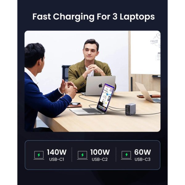 UGREEN Nexode GaN II Tech zidni punjač 300W, 4xUSB-C, 1xUSB-A, PD, sivi - Slika 10