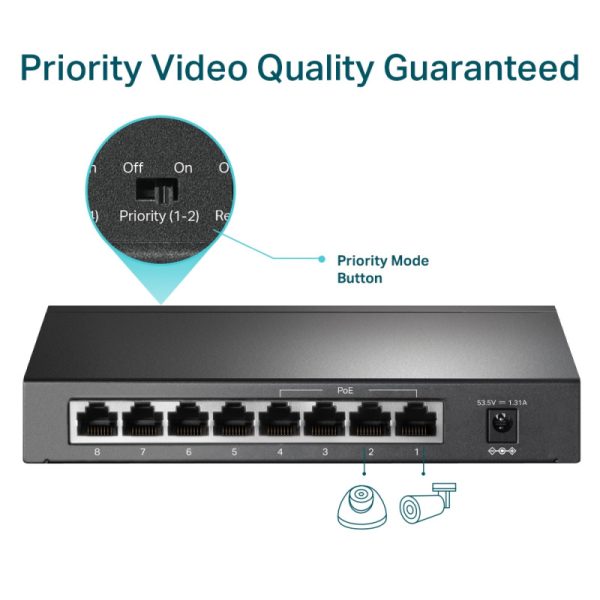 TP-Link 8-port Desktop preklopnik (Switch), 8×10/100M RJ45 ports + 4 PoE ports, metalno kućište (57W) - Slika 8