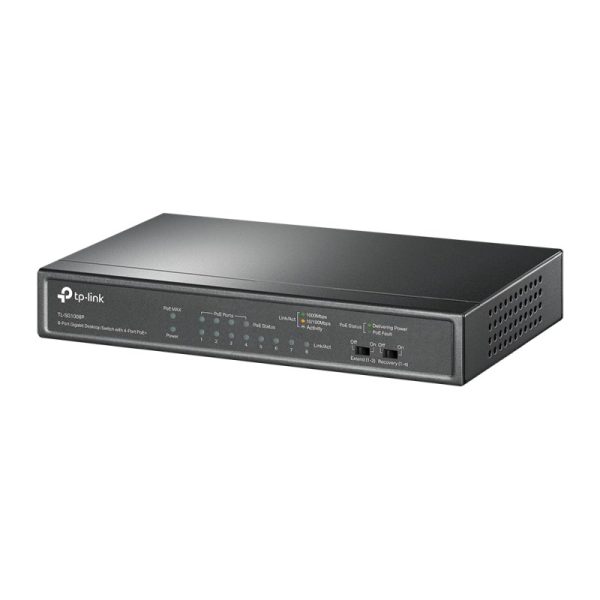 TP-Link 8-port Gigabit PoE preklopnik (Switch), 8×10/100/1000M RJ45 ports, 4×PoE ports, metalno kućište (53W) - Slika 2