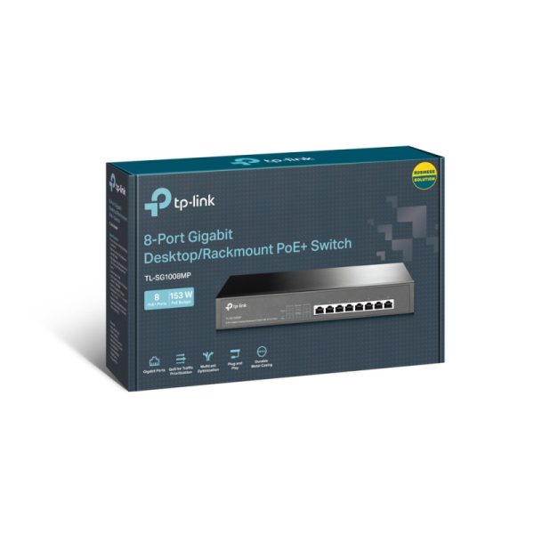 TP-Link 8-port Gigabit PoE+ preklopnik (Switch), 8×10/100/1000M RJ45 PoE ports, 802.3af/at, metalno kućište, 1U 13" (153W) - Slika 4