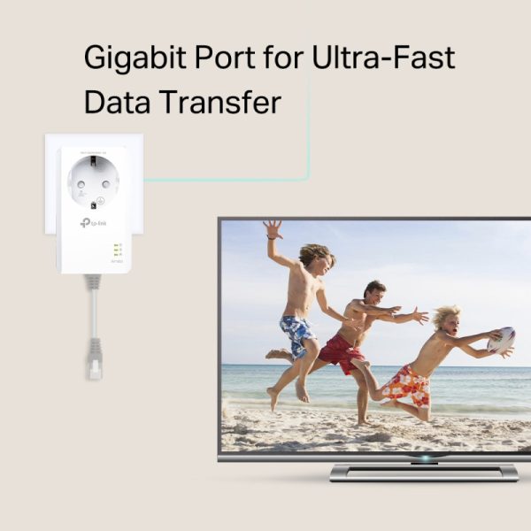 TP-Link AV1000 Powerline Gigabit mrežni adapter, 1000Mbps, dodatna strujna utičnica, HomePlug AV2 (duplo pakiranje) - Slika 3