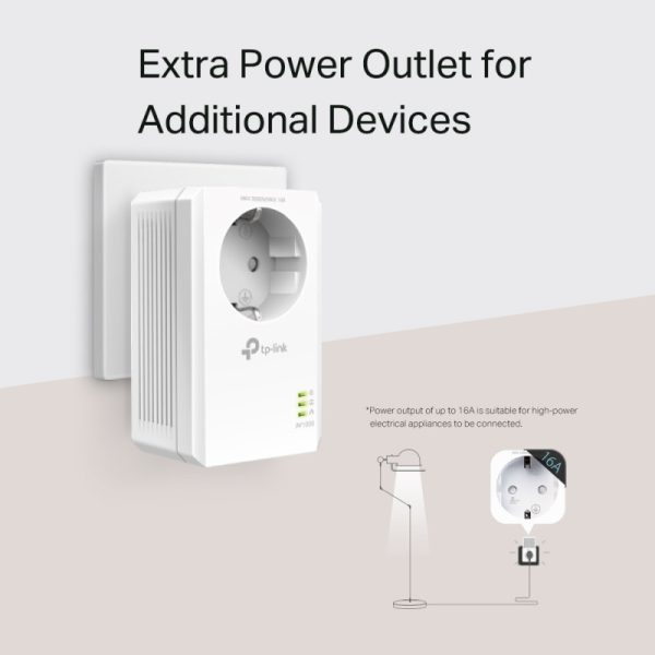 TP-Link AV1000 Powerline Gigabit mrežni adapter, 1000Mbps, dodatna strujna utičnica, HomePlug AV2 (duplo pakiranje) - Slika 5