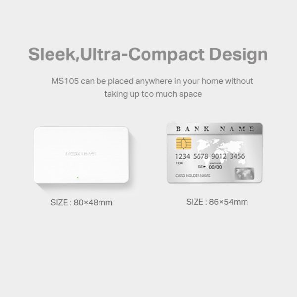Mercusys 5-port mini Desktop preklopnik (Switch), 5×10/100M RJ45 ports, plastično kućište - Slika 2