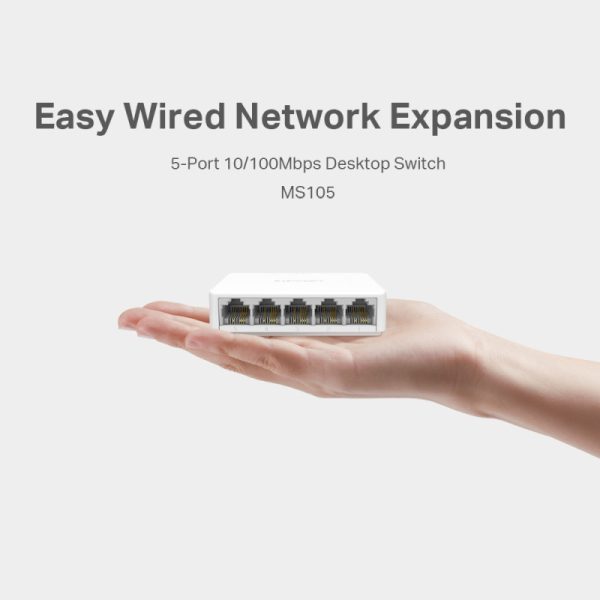 Mercusys 5-port mini Desktop preklopnik (Switch), 5×10/100M RJ45 ports, plastično kućište - Slika 3
