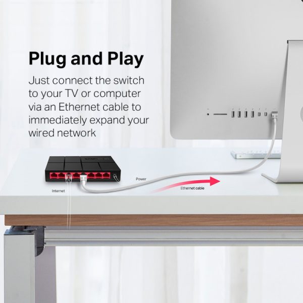Mercusys 8-port Gigabit mini Desktop preklopnik (Switch), 8×10/100/1000M RJ45 ports, plastično kućište - Slika 5