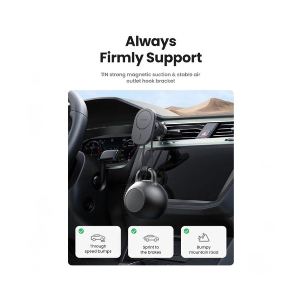 UGREEN MagSafe auto punjač 15W, USB-C, magnetni, bežični/indukcijski, crni - Slika 10