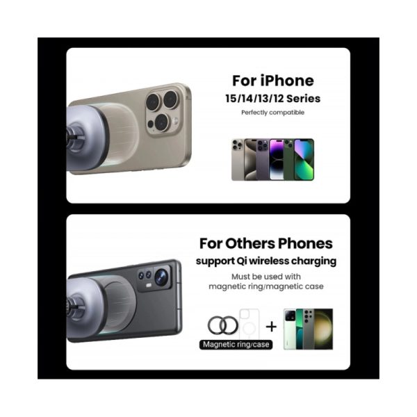 UGREEN MagSafe auto punjač 15W, USB-C, magnetni, bežični/indukcijski, crni - Slika 11