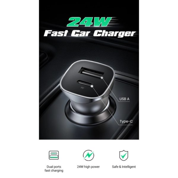 UGREEN auto punjač 30W, USB-C+USB-A, PD3.0/QC3.0, sivi - Slika 8