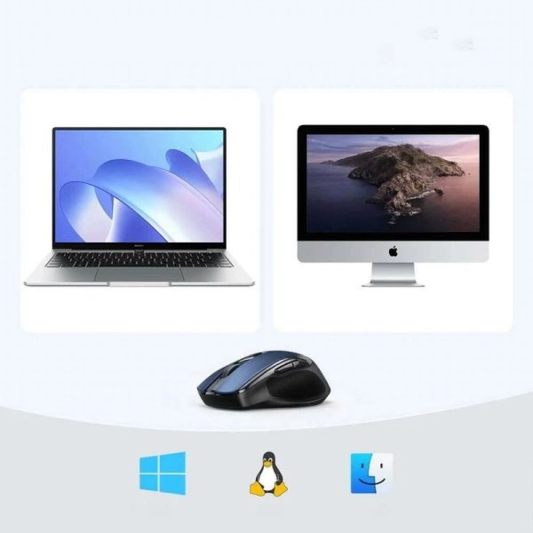 UGREEN MU006 bežični ergonomski miš, bluetooth, 4000 DPI, USB, plavo crni - Slika 2