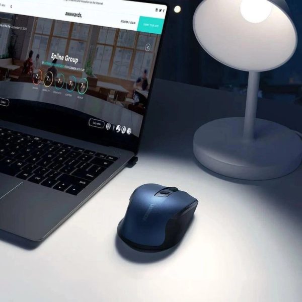 UGREEN MU006 bežični ergonomski miš, bluetooth, 4000 DPI, USB, plavo crni - Slika 3