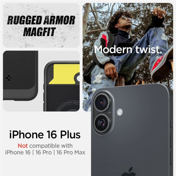 Spigen Rugged Armor MagSafe, matte black - iPhone 16 Plus (ACS08087) - Slika 4
