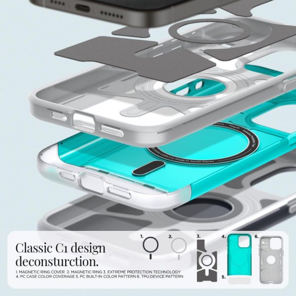 Spigen Classic C1 MagSafe, bondi blue - iPhone 15 Pro (ACS06743) - Slika 5