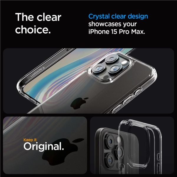 Spigen Crystal Hybrid, zaštitna maska za telefon, prozirna - iPhone 15 Pro Max (ACS06446) - Slika 2