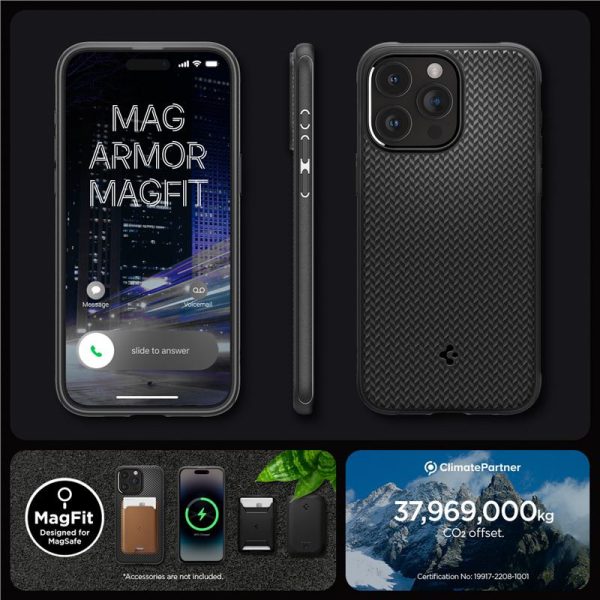 Spigen Mag Armor MagSafe, zaštitna maska za telefon, mat crna - iPhone 15 Pro (ACS06736) - Slika 9