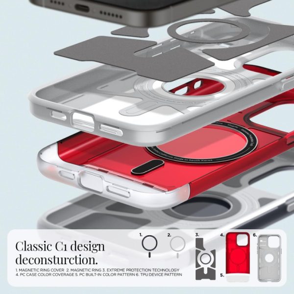 Spigen Classic C1 MagSafe, ruby - iPhone 15 Pro Max (ACS06609) - Slika 6