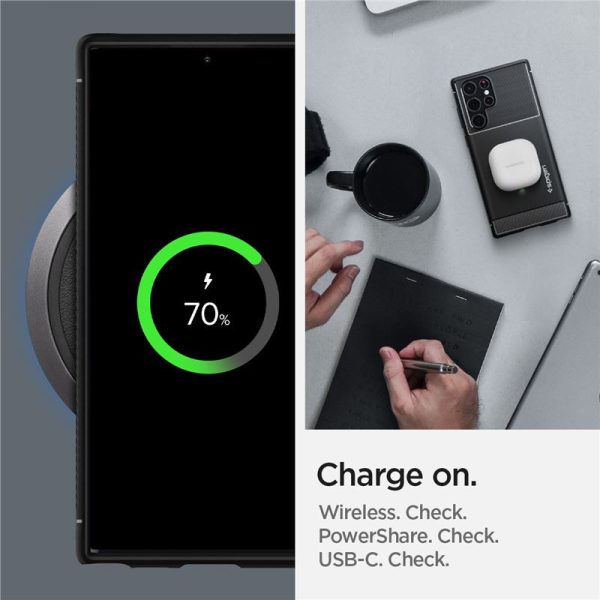 Spigen Rugged Armor, zaštitna maska za telefon, mat crna - Samsung Galaxy S22 Ultra (ACS03914) - Slika 5