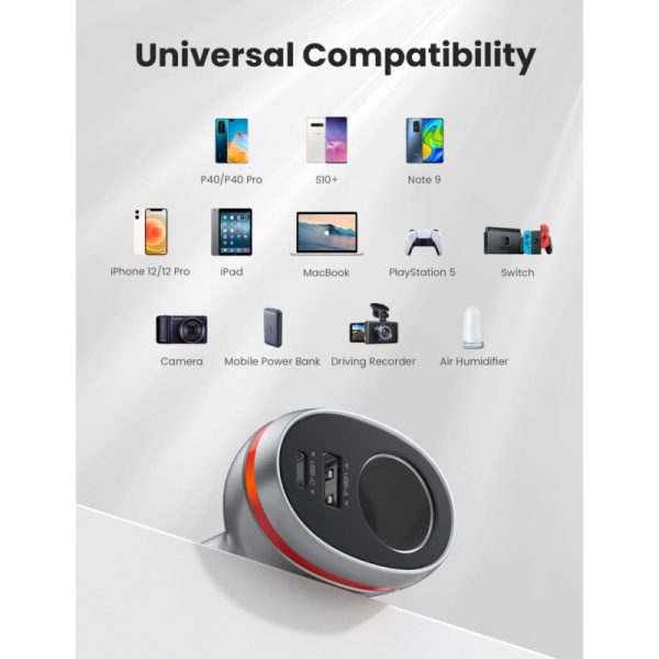 UGREEN auto punjač 84W, USB-C, USB-A, PD, QC 3.0, srebrni - Slika 4