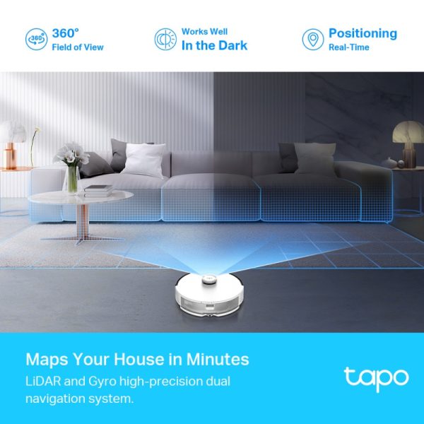 TP-Link Tapo RV30 robotski usisivač i perač, LiDAR+Gyro Navigation, 5000 mAh, 400ml Dustbin, 300ml Water Tank, WiFi/Bluetooth, Home/Alexa, Tapo APP - Slika 6