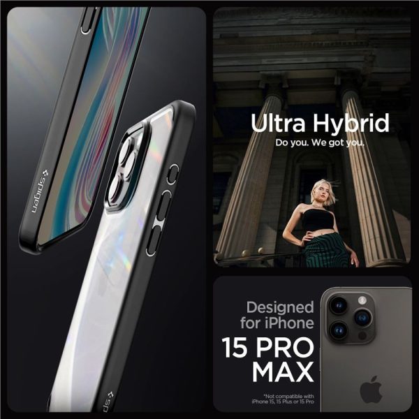 Spigen Crystal Hybrid, matte black - iPhone 15 Pro Max (ACS06449) - Slika 4