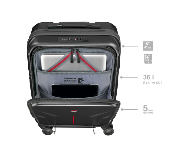 Wenger kofer Amplix Carry-On za ručnu prtljagu, odvojeni utor za prijenosnike do 16", crni - Slika 14
