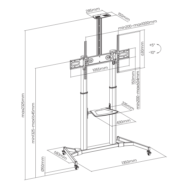 PODNI MOBILNI STALAK SBOX FS-3610 - Slika 3