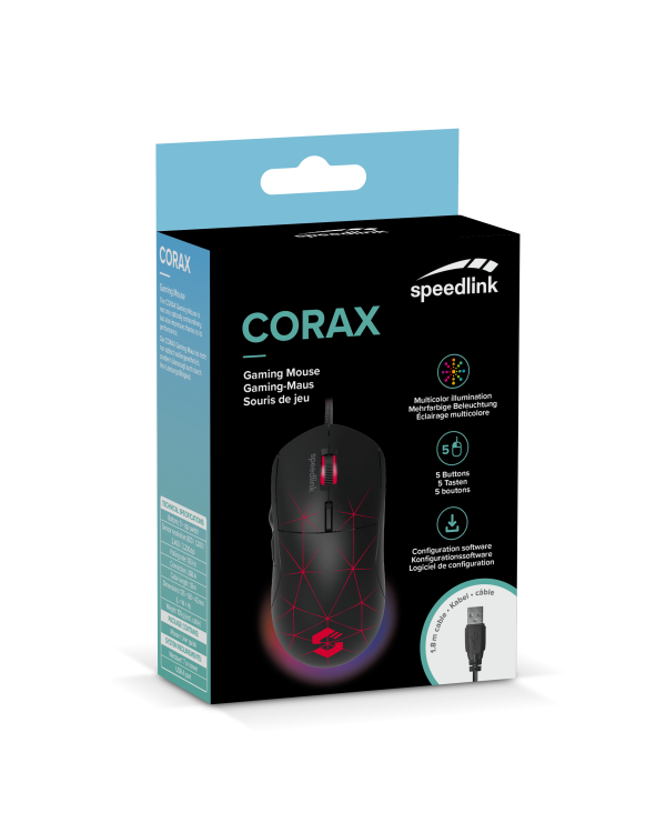 Miš SPEEDLINK CORAX, žičani, RGB, 3200 DPI, gaming, crni - Slika 2