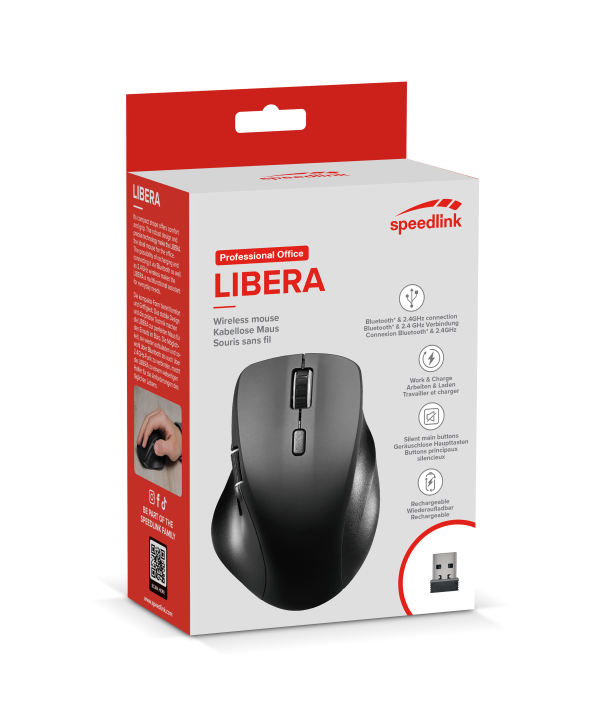 Miš SPEEDLINK LIBERA, bežični, Bluetooth, silent, 3200 DPI, crni - Slika 4