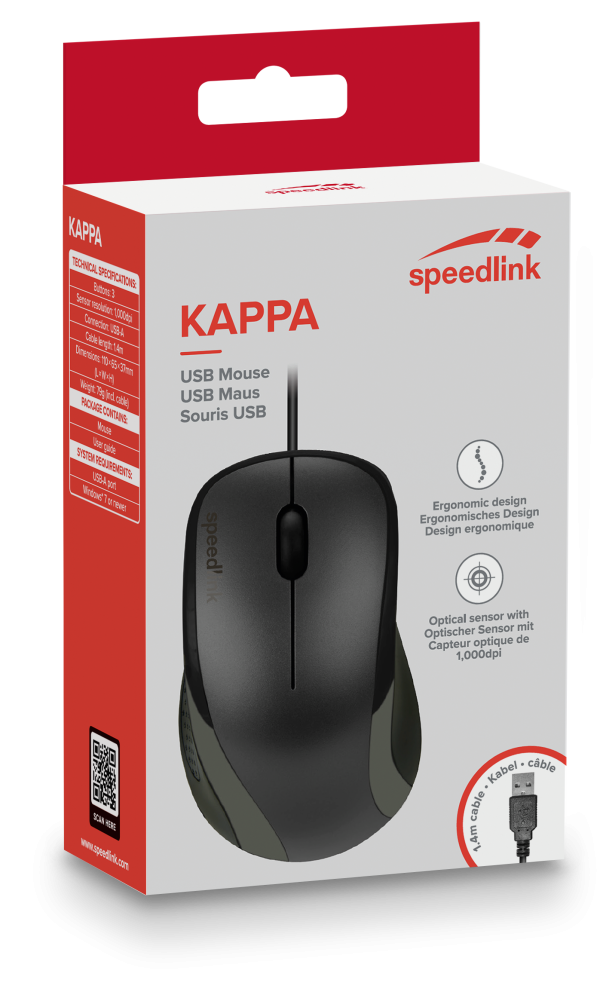 Miš SPEEDLINK Kappa, žičani, 1000 DPI, crni - Slika 3