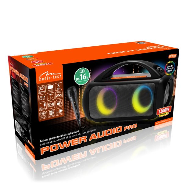 Bluetooth zvučnik, karaoke MEDIA-TECH MT3184, FM, MP3, USB, mikrofon, IPX5 - Slika 2