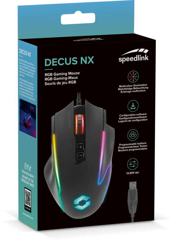 Miš SPEEDLINK Decus NX, RGB, žični, 12.800 DPI, gumeni, crni - Slika 2