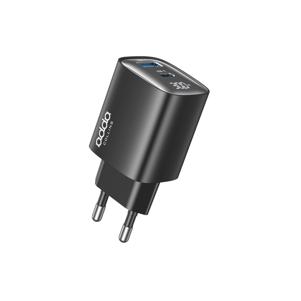 Zidni punjač Adda Collins CH-009-BK, USB-A i Type C izlazi, 30W, GaN, LED zaslon, crni - Slika 2