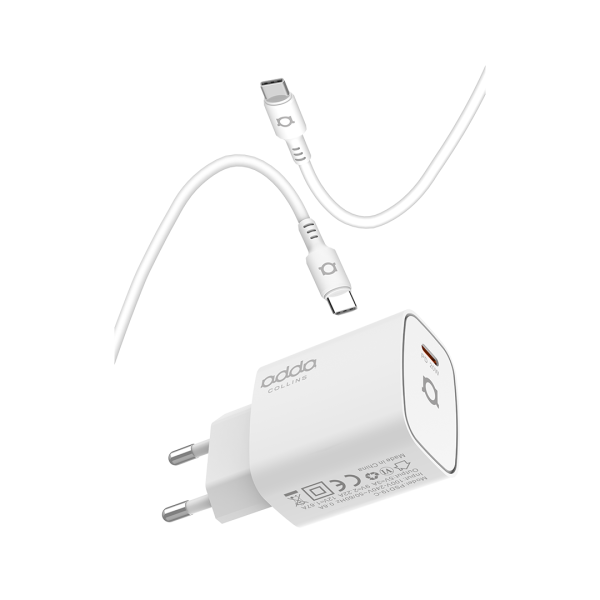 Zidni punjač Adda Collins CH-051-WH,20w, Type-c, s Type-C na Type-C kabelom, bijeli - Slika 2