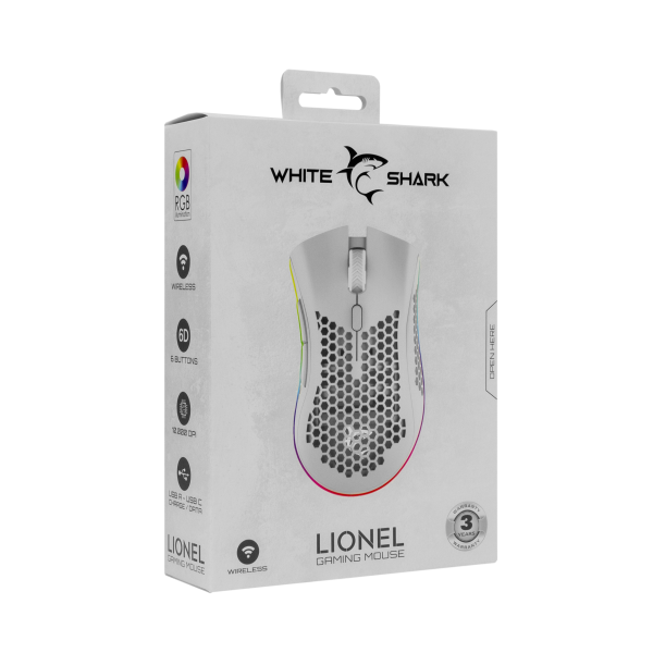 White Shark MIŠ WGM-5012 LIONEL / 10.000 DPI - Bijeli / Wireless - Slika 8