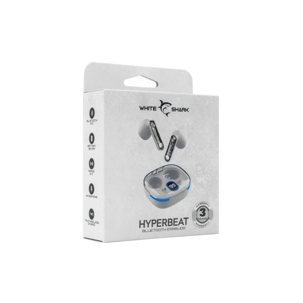 White Shark EARBUDS Slušalice + mikrofon Bluetooth GEB-TWS37 HYPERBEAT Bijele - Slika 4