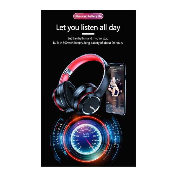 LENOVO SLUŠALICE BLUETOOTH HD200 crno-crvene - Slika 2