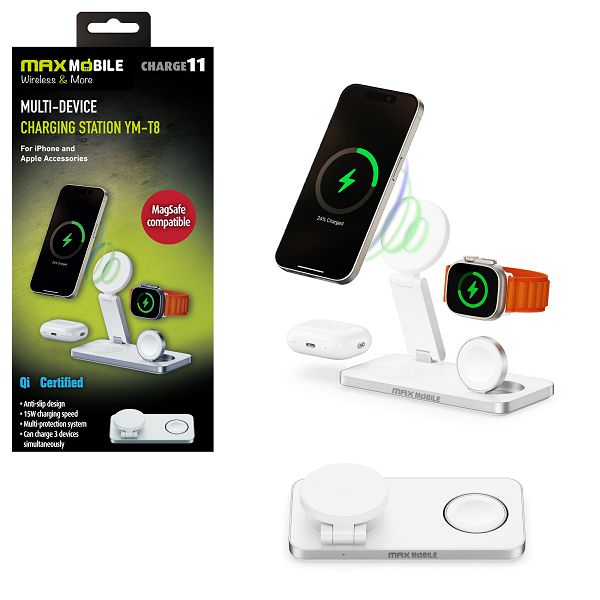 Maxmobile bezicni punjac ym t8 pd magsafe set 3u1 bijeli 16669 1002080044
