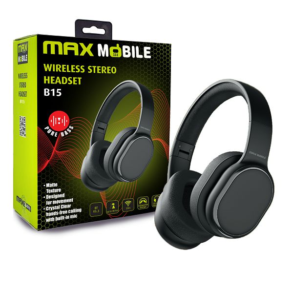 Maxmobile slusalice bluetooth b15 headset stereo black 47864 1003030032