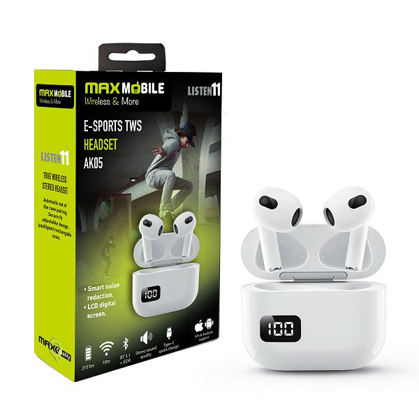 MAXMOBILE SLUŠALICE BLUETOOTH TWS AK05 WH
