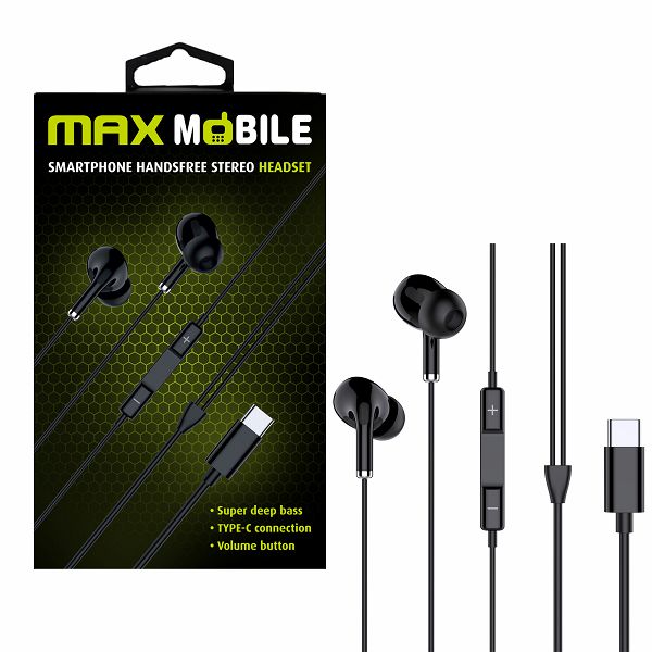 MAXMOBILE SLUŠALICE HANDSFREE WE08TYPE-C crna