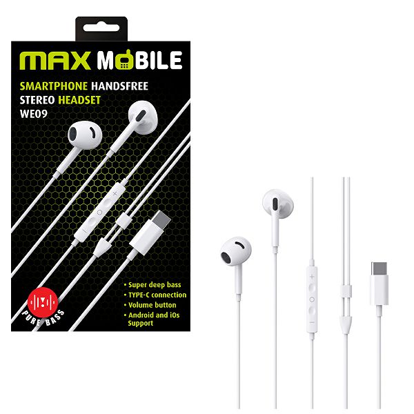 Maxmobile slusalice handsfree we09type c bijela 5159 1003010043